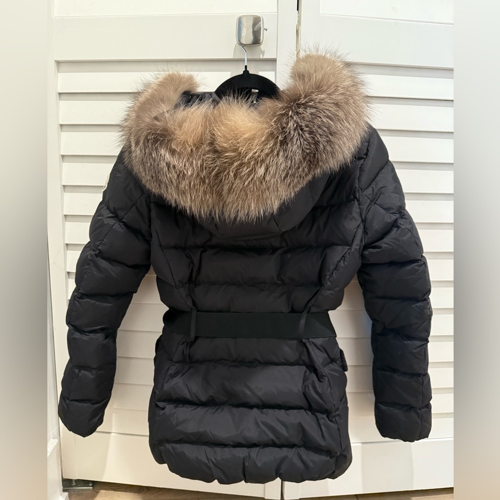 Moncler Belted Jacket with fur hood